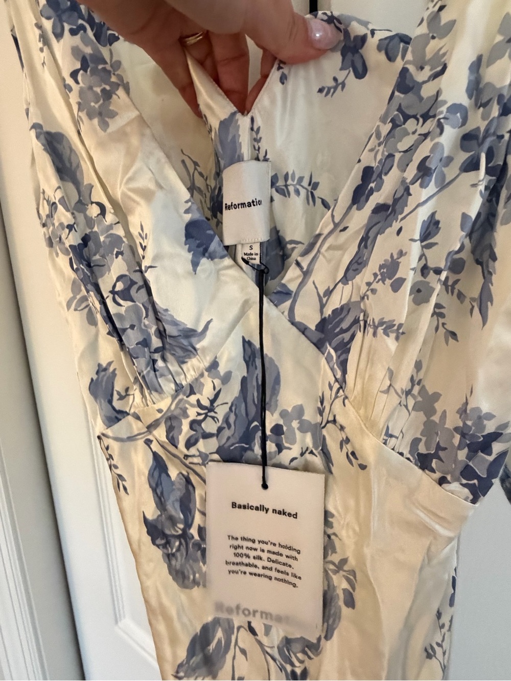 Reformation Cream Maxi Dress with Blue Floral Pattern - Picture 4 of 5